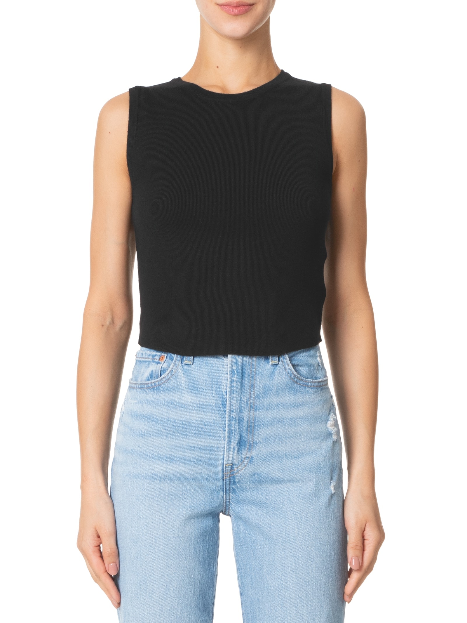 Blusa Feminina Tricot Sem Manga Preto Basiq