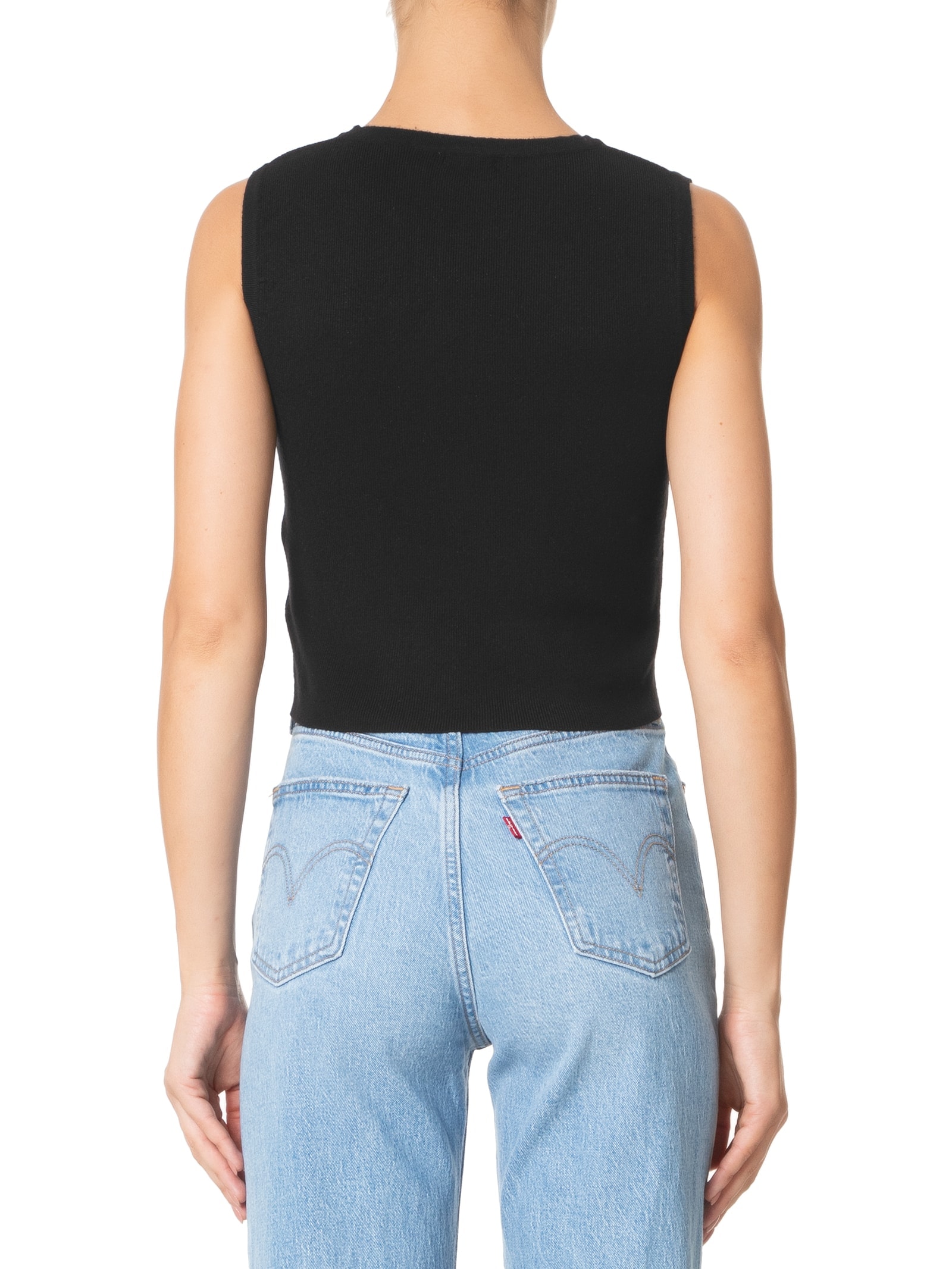 Blusa Feminina Tricot Sem Manga Preto Basiq