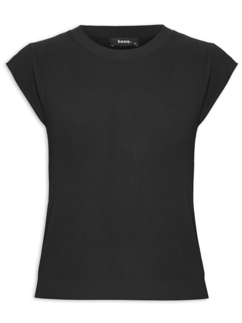 Blusa Feminina Tricot Sem Manga – Preto