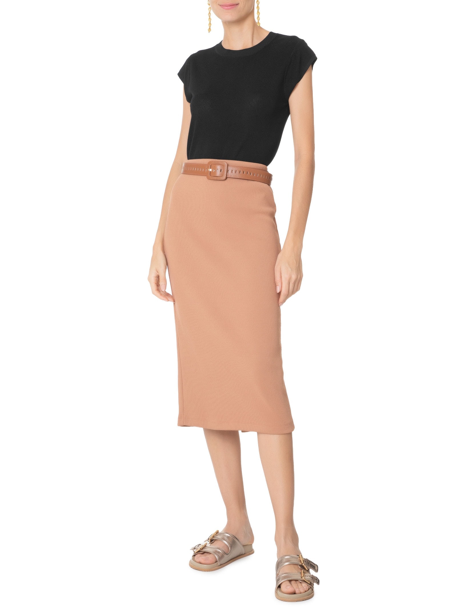 Blusa Feminina Tricot Sem Manga Preto Basiq