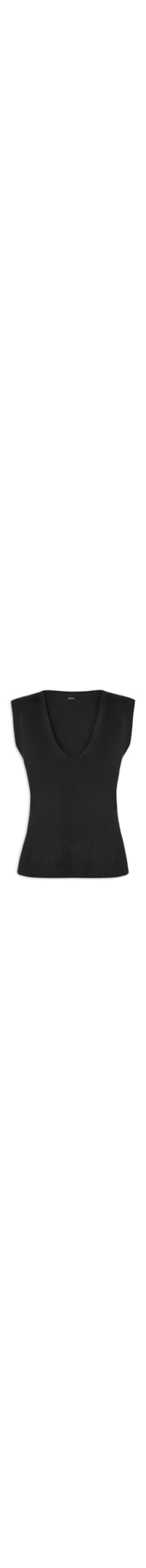 Blusa Feminina Tricot Sem Manga - Preto