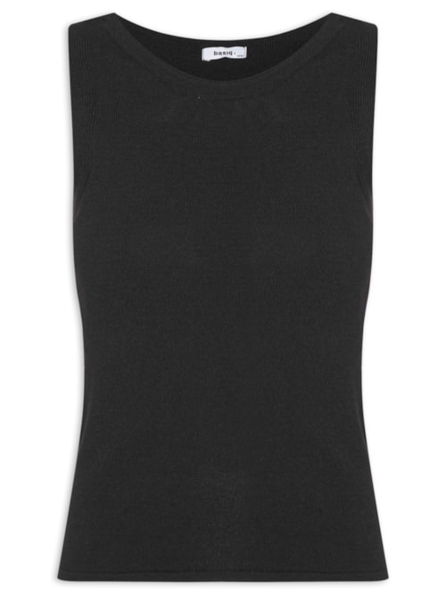 Blusa Feminina Tricot Sem Manga – Preto