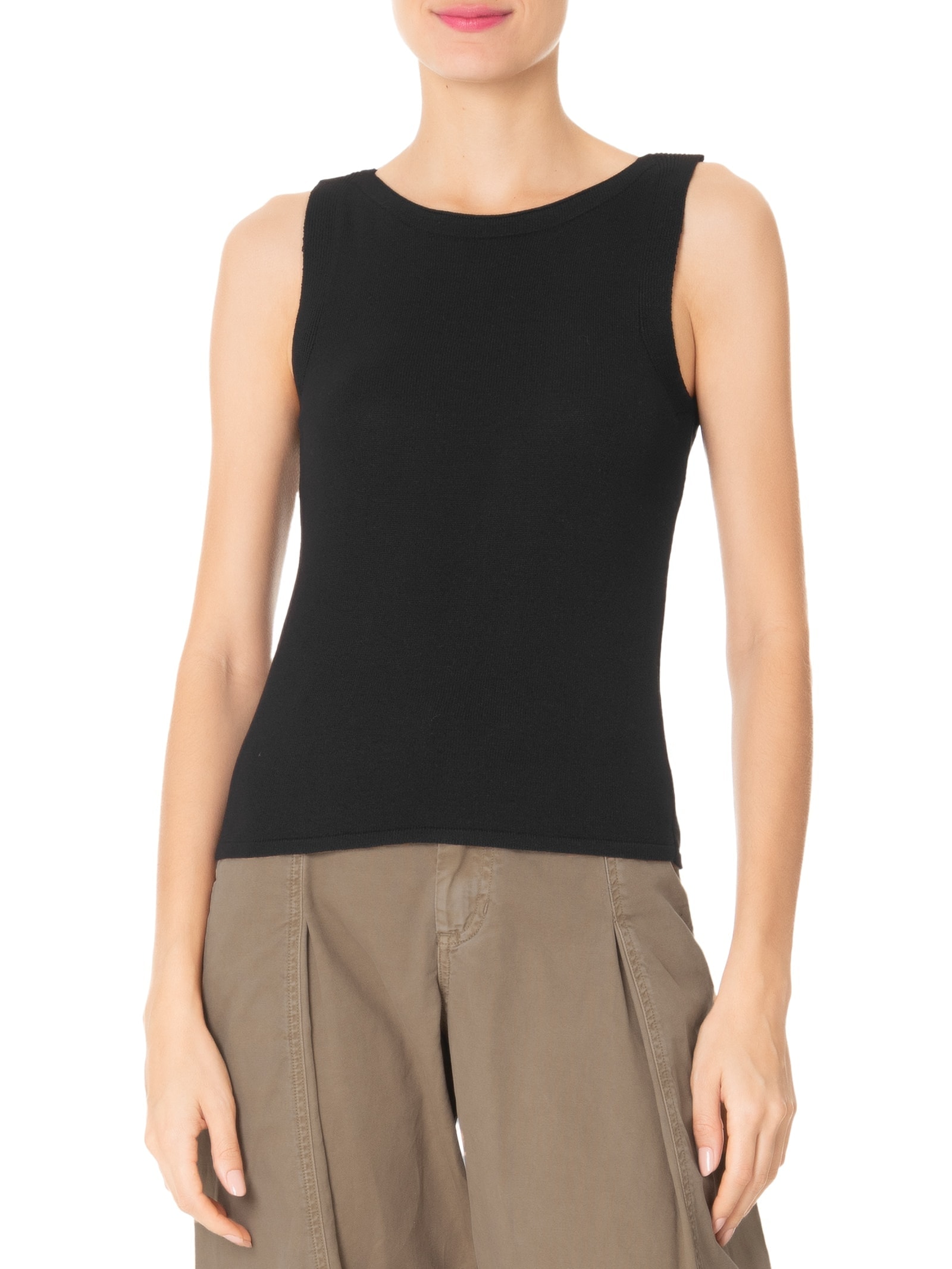 Blusa Feminina Tricot Sem Manga Preto Basiq
