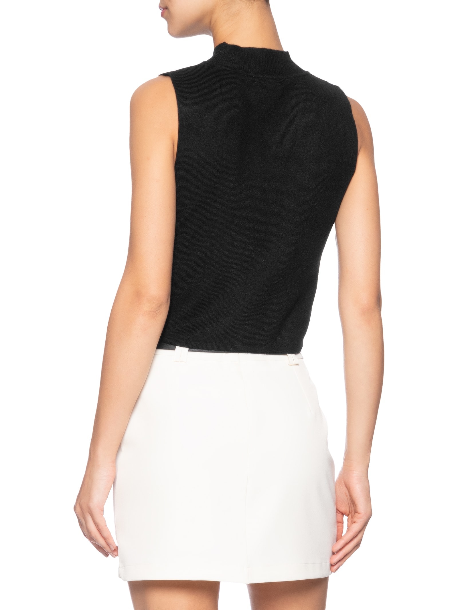 Blusa Feminina Tricot Sem Manga Preto Market 33