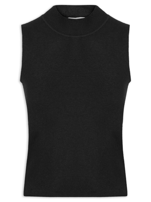 Blusa Feminina Tricot Sem Manga – Preto