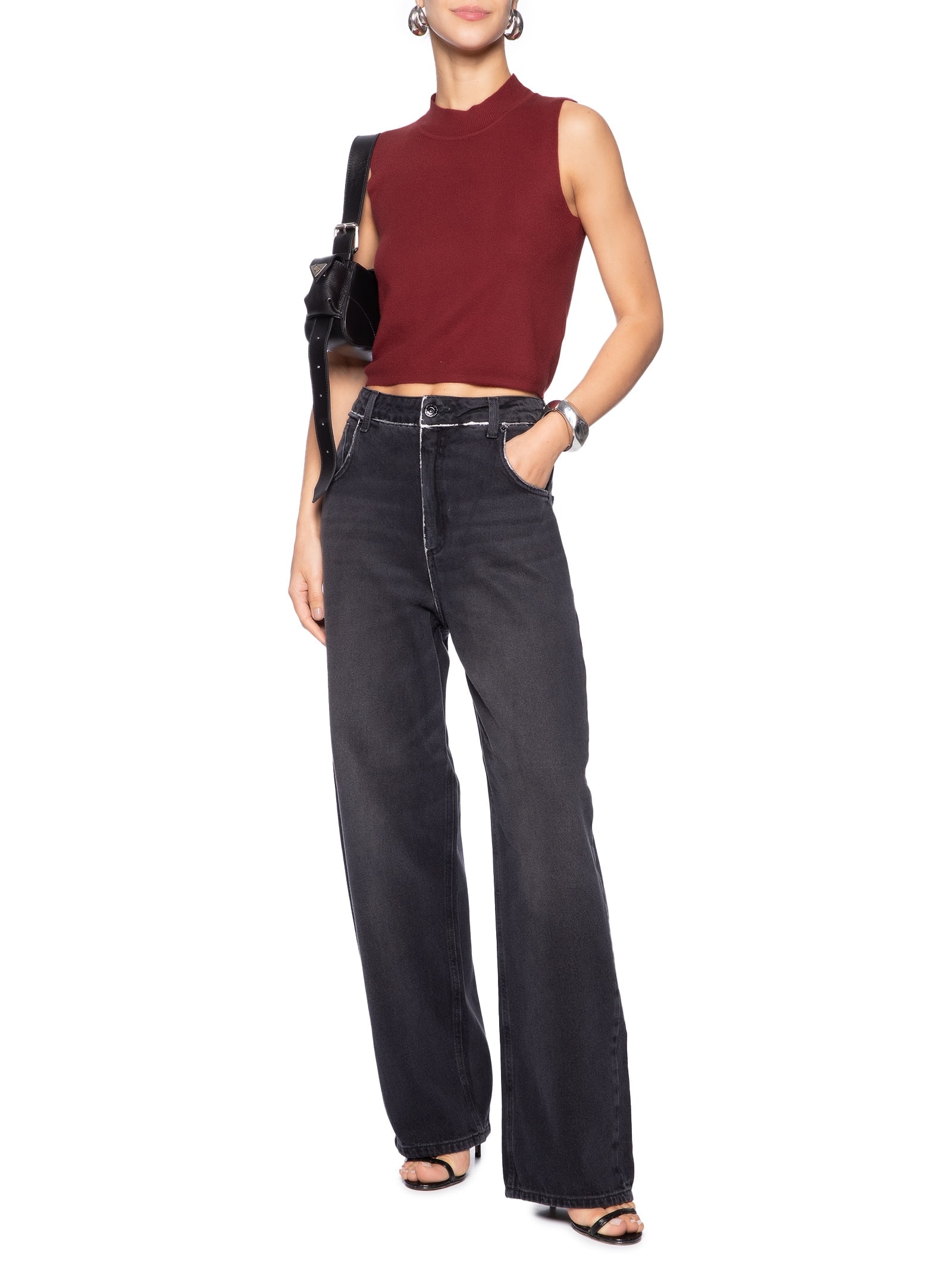 Blusa Feminina Tricot Sem Manga Vinho  Market 33