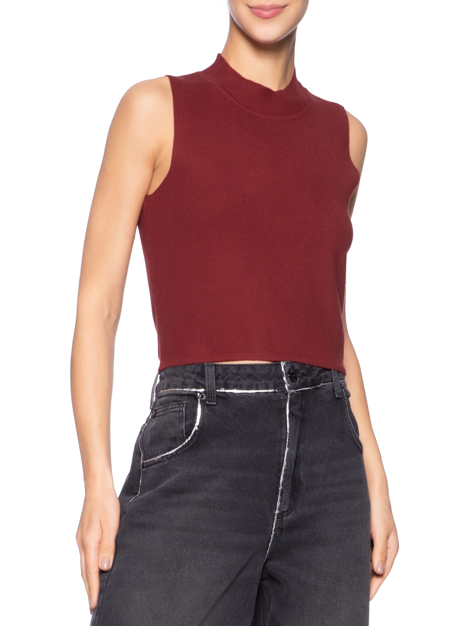 Blusa Feminina Tricot Sem Manga Vinho  Market 33