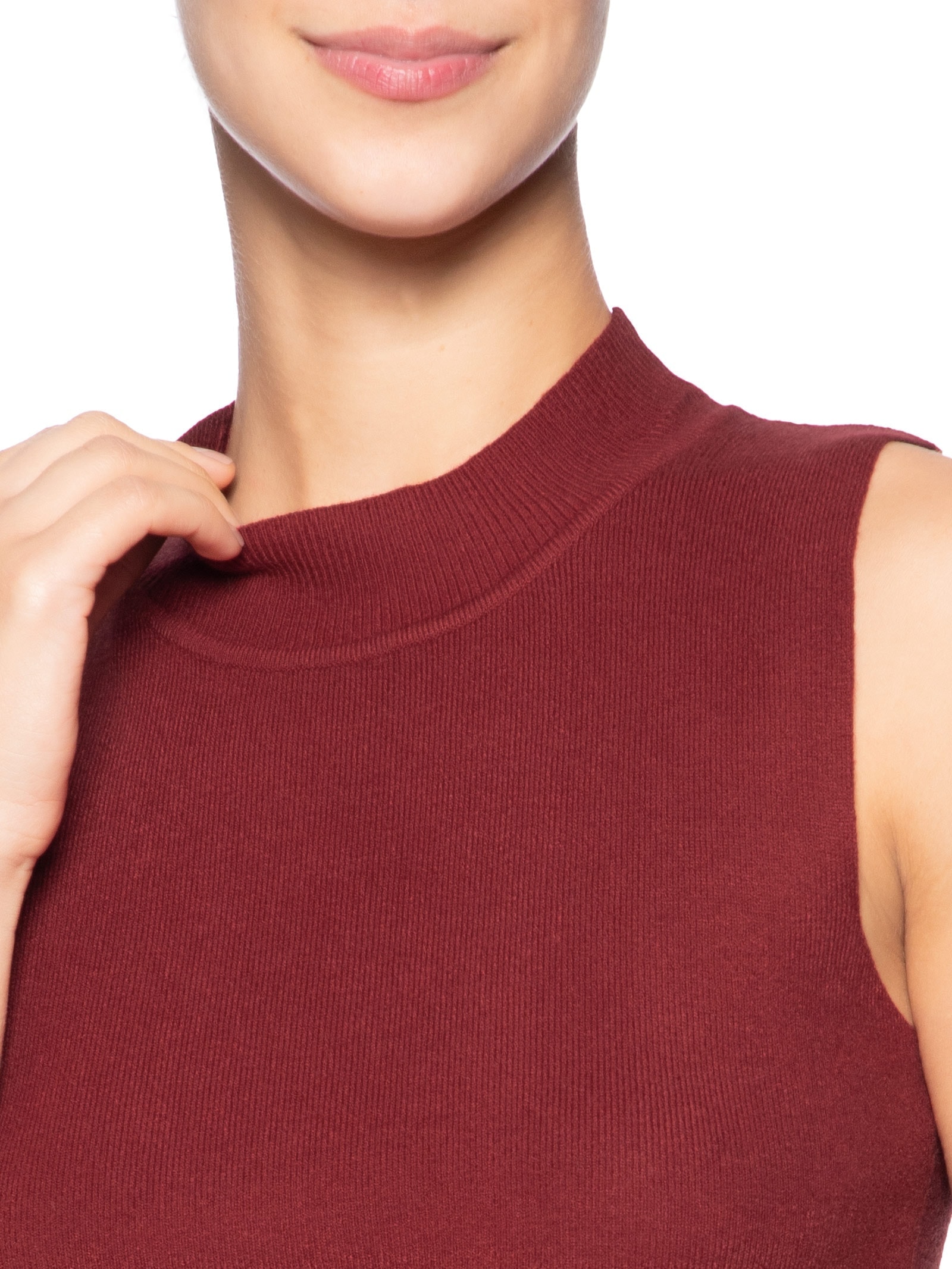 Blusa Feminina Tricot Sem Manga Vinho  Market 33