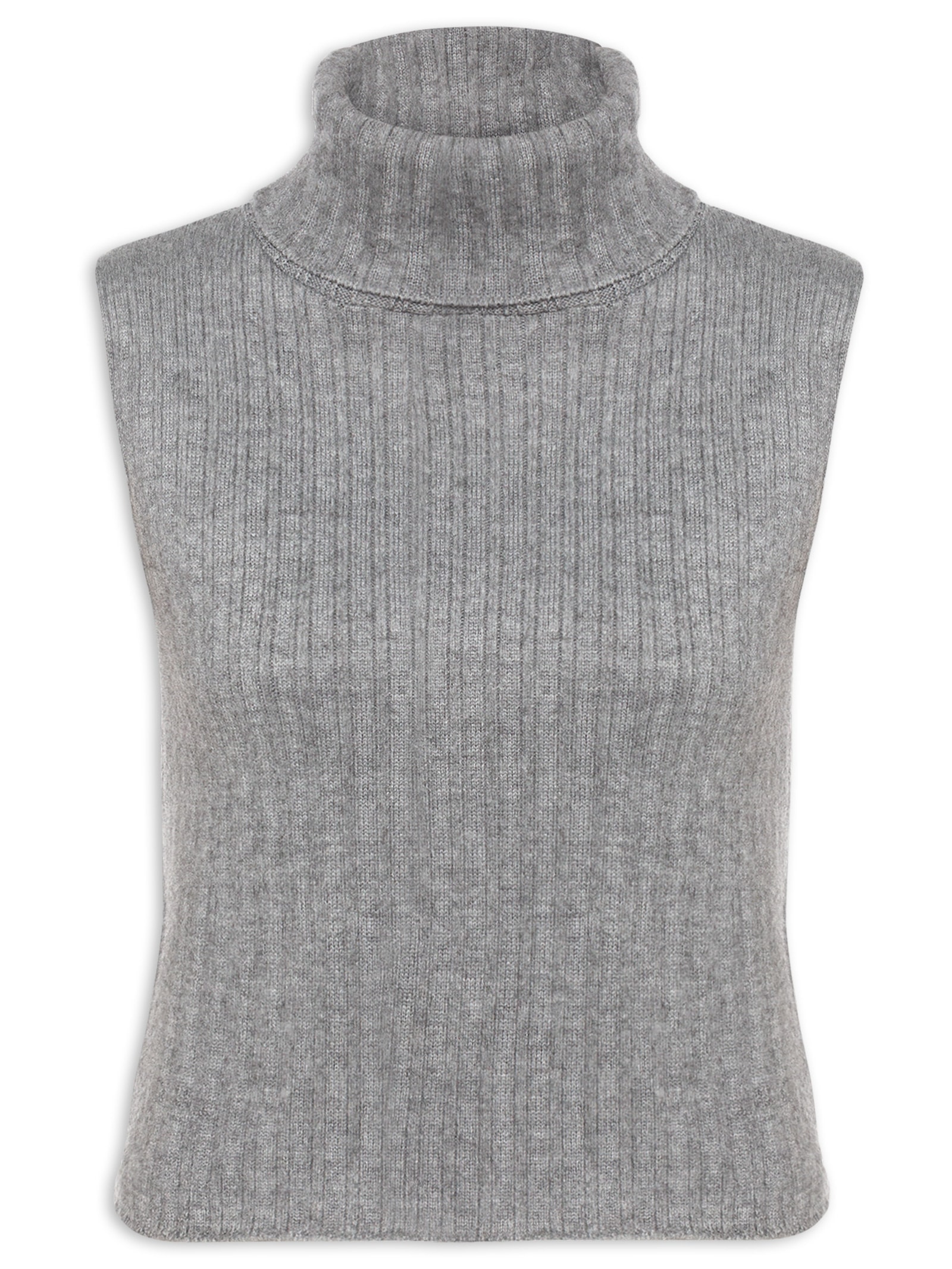 Blusa Feminina Tricot Sem Mangas Cinza My Favorite Things