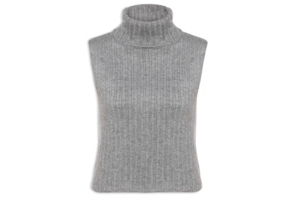Blusa Feminina Tricot Sem Mangas - Cinza