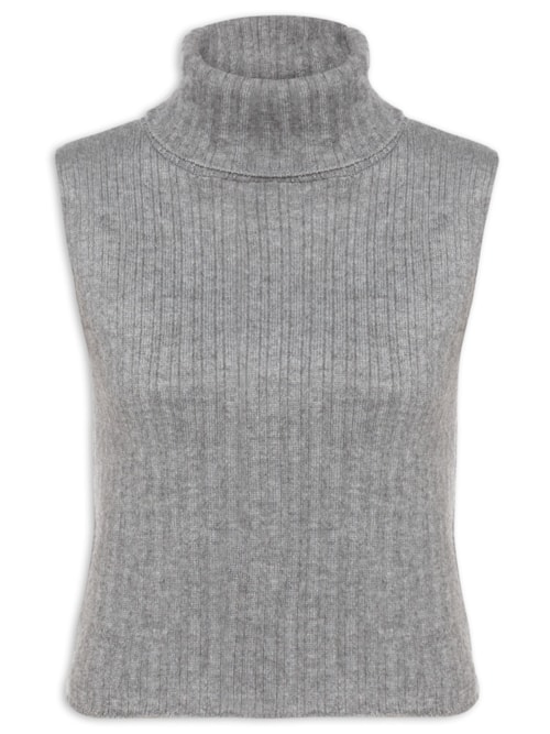 Blusa Feminina Tricot Sem Mangas – Cinza