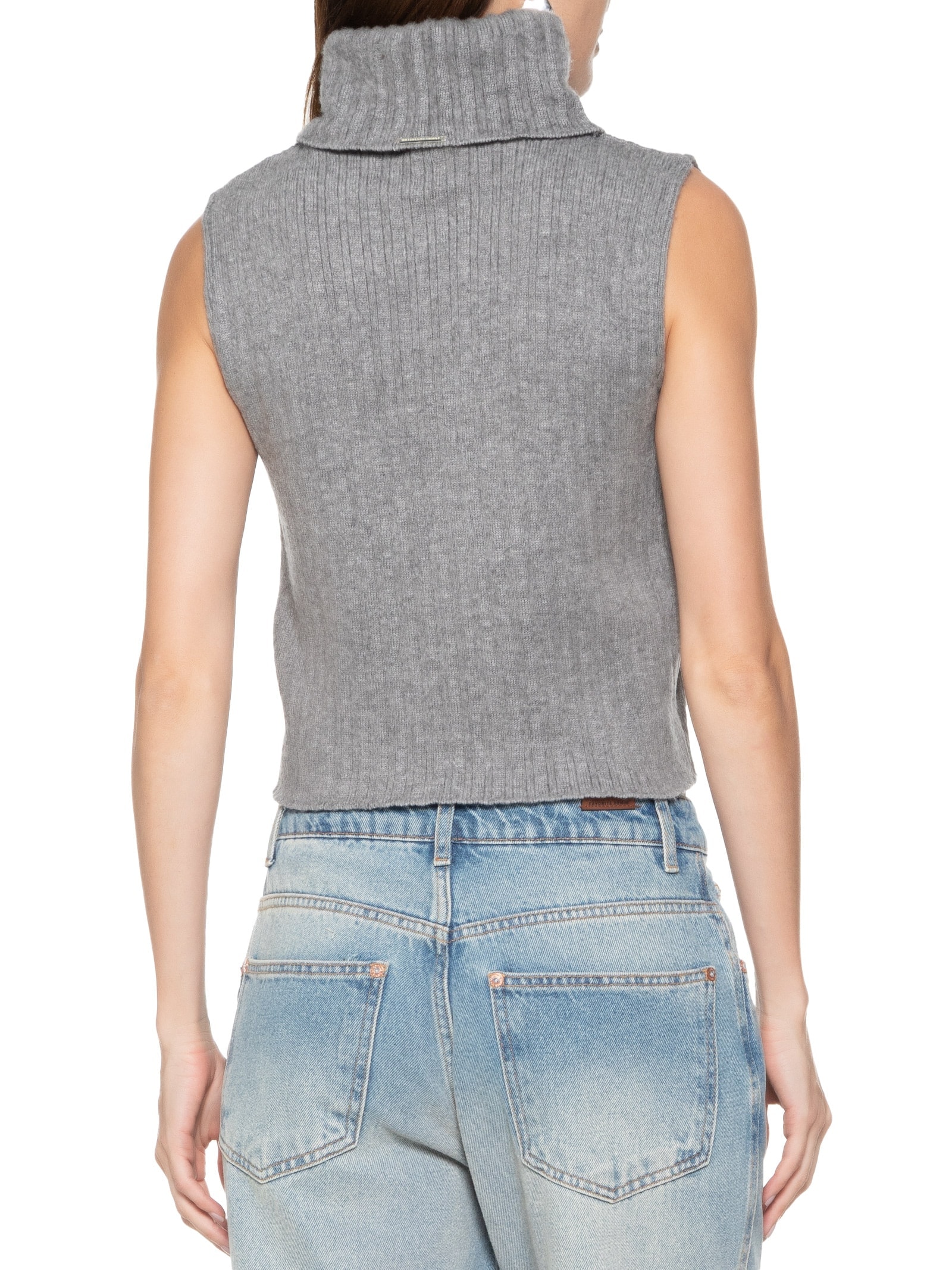 Blusa Feminina Tricot Sem Mangas Cinza My Favorite Things