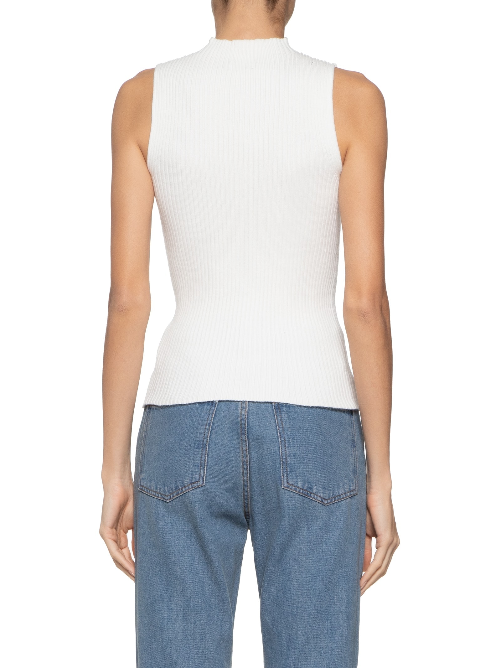 Blusa Feminina Tricot Sem Mangas Com Gola Alta Branco Basiq