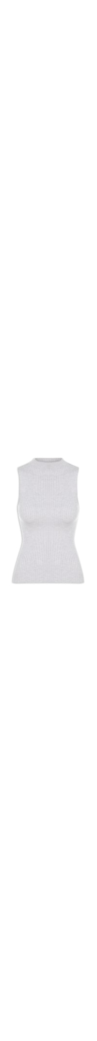 Blusa Feminina Tricot Sem Mangas Com Gola Alta - Cinza