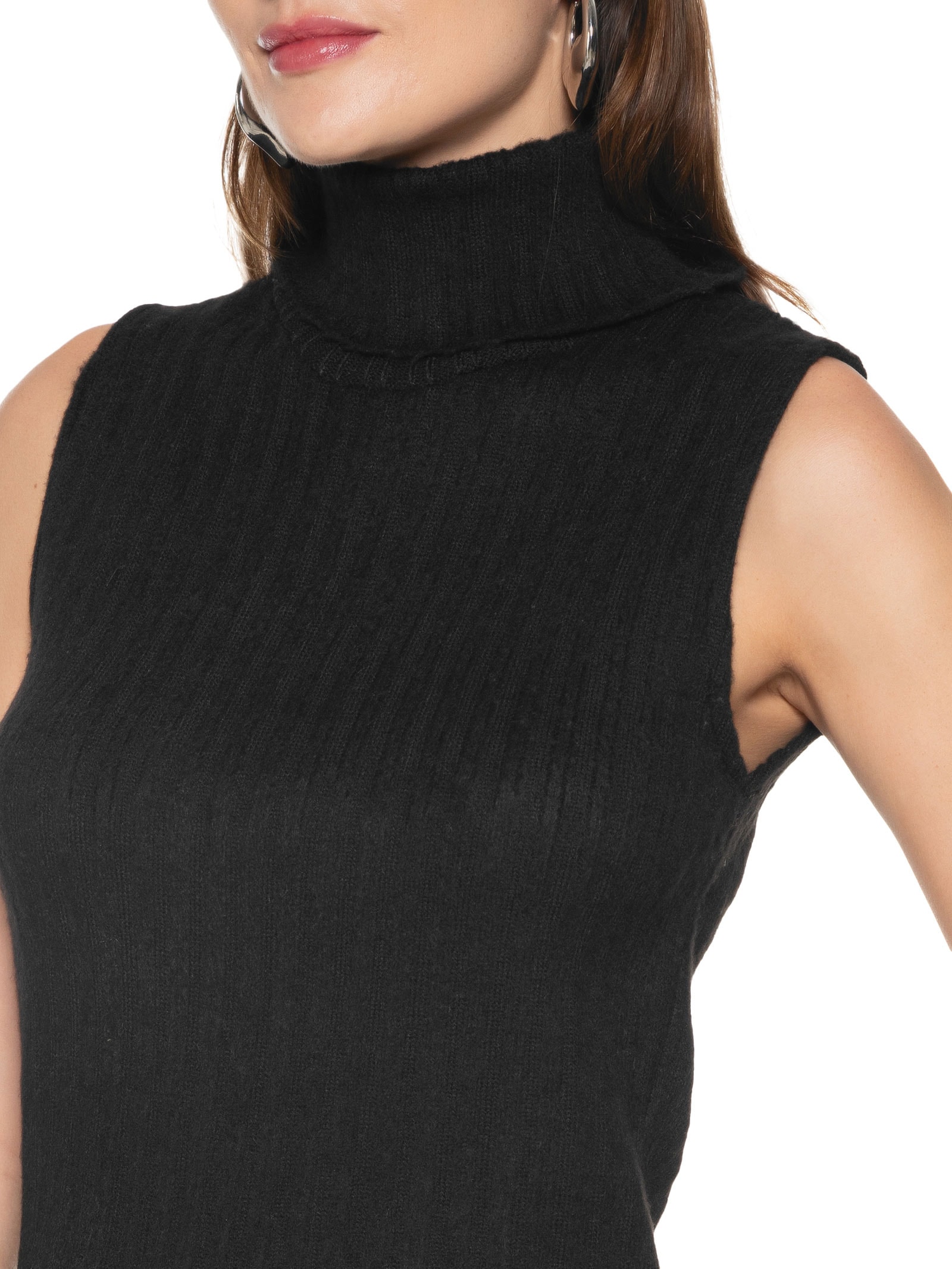 Blusa Feminina Tricot Sem Mangas Preto My Favorite Things