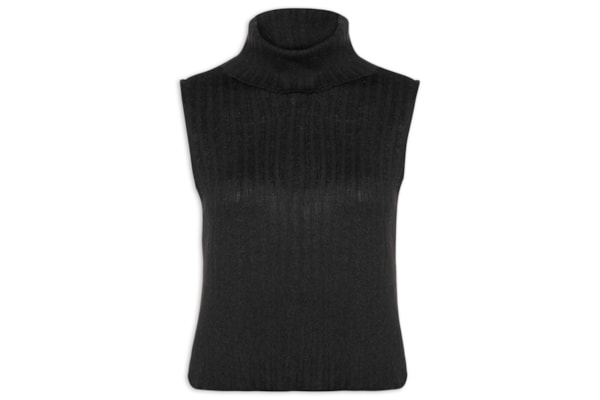 Blusa Feminina Tricot Sem Mangas - Preto