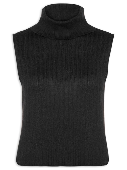 Blusa Feminina Tricot Sem Mangas – Preto