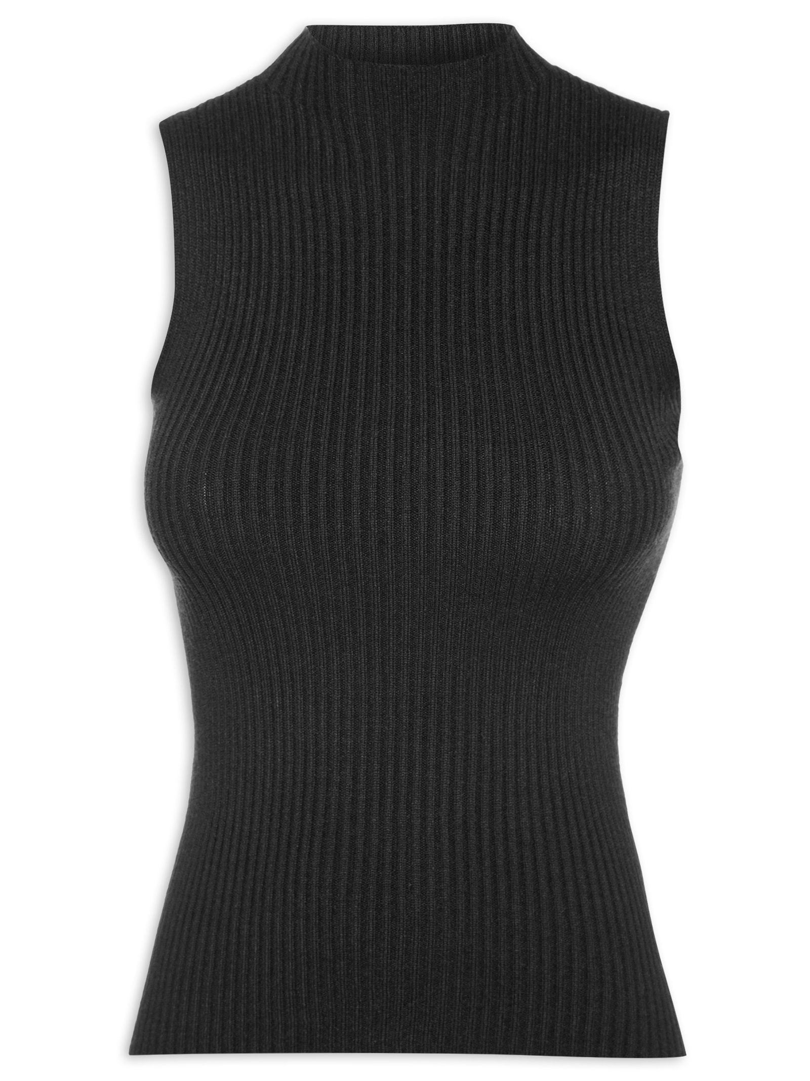 Blusa Feminina Tricot SM Com Gola Alta Preto Basiq