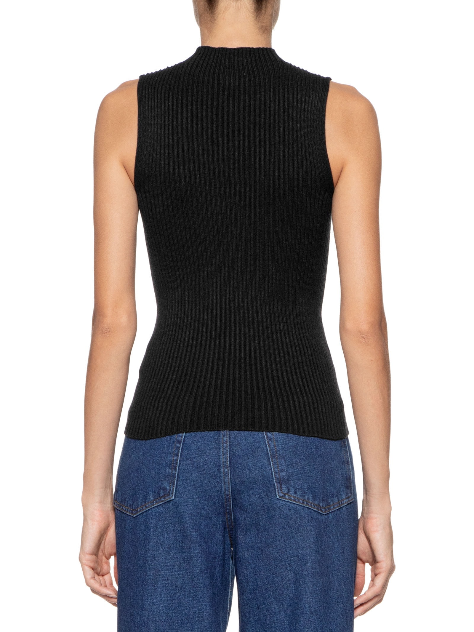 Blusa Feminina Tricot SM Com Gola Alta Preto Basiq