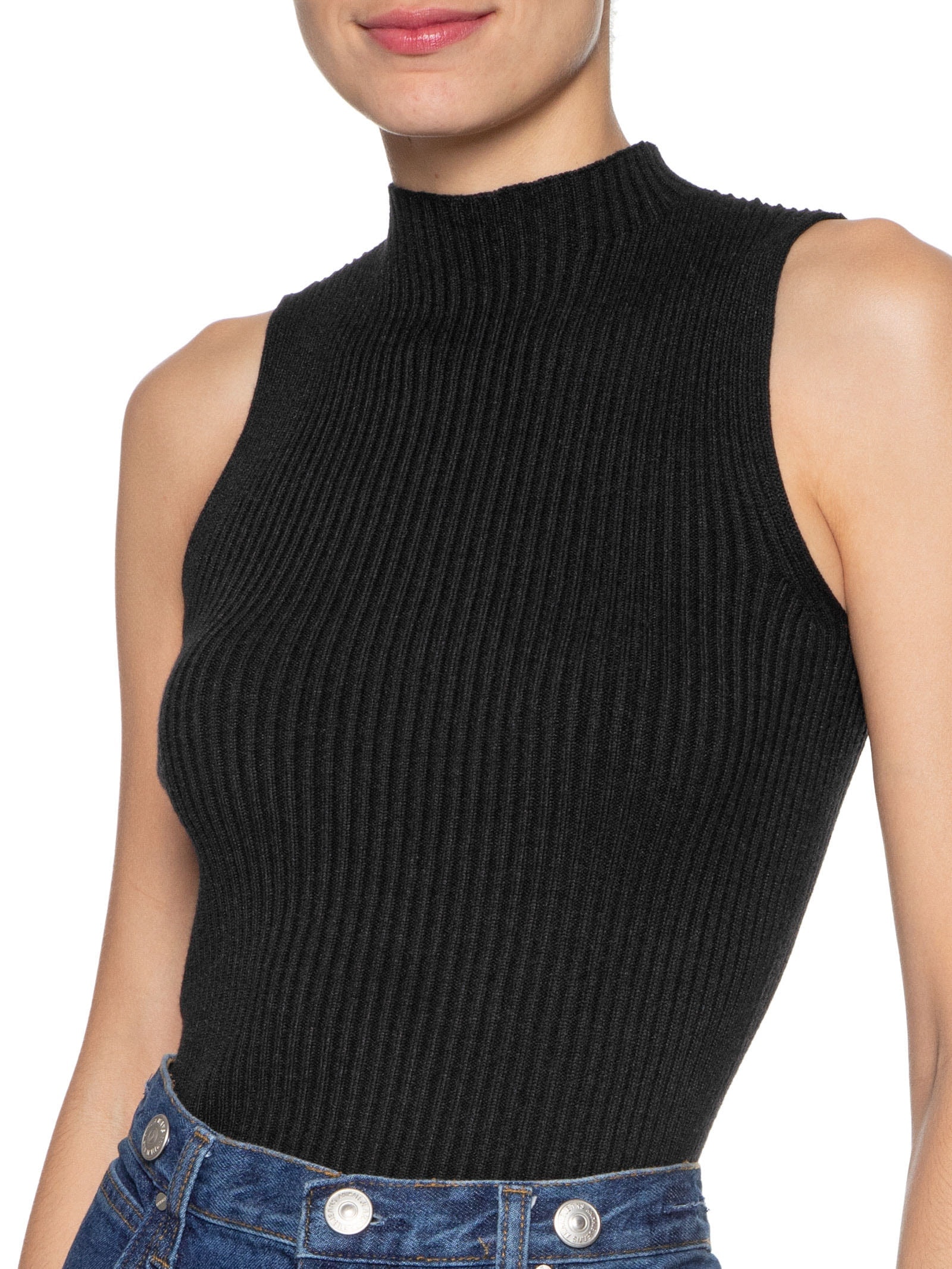 Blusa Feminina Tricot SM Com Gola Alta Preto Basiq