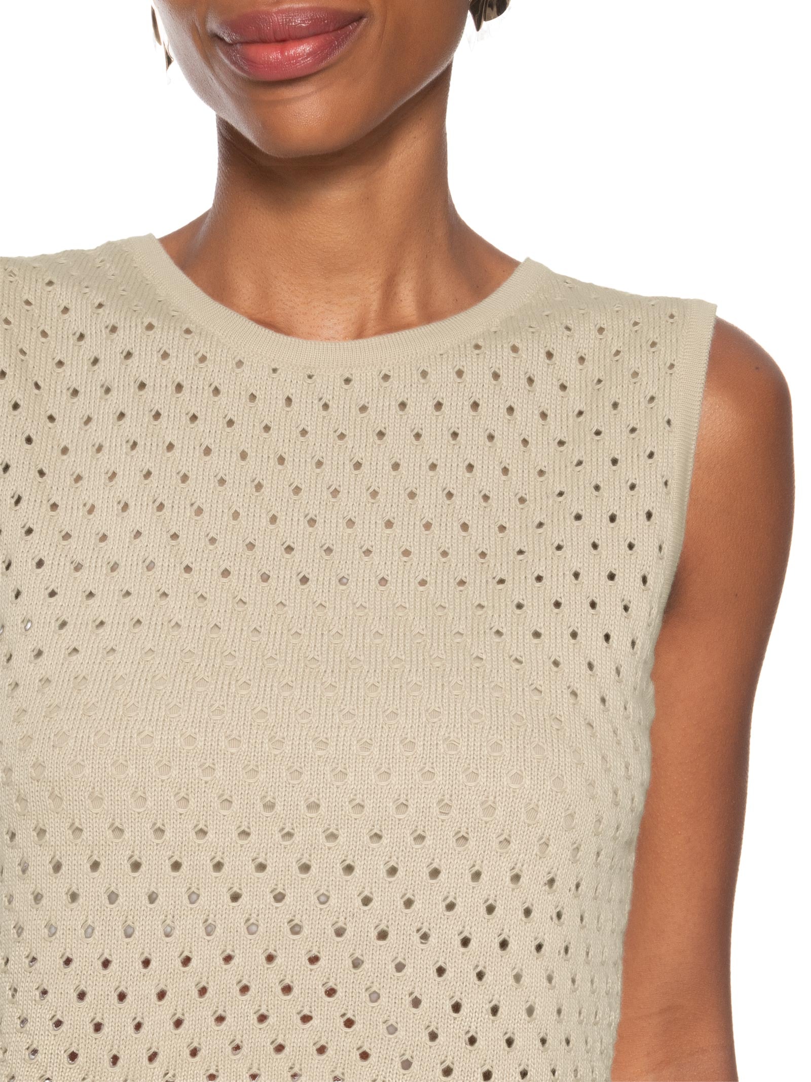 Blusa Feminina Tricot Tássel Bege Cacay