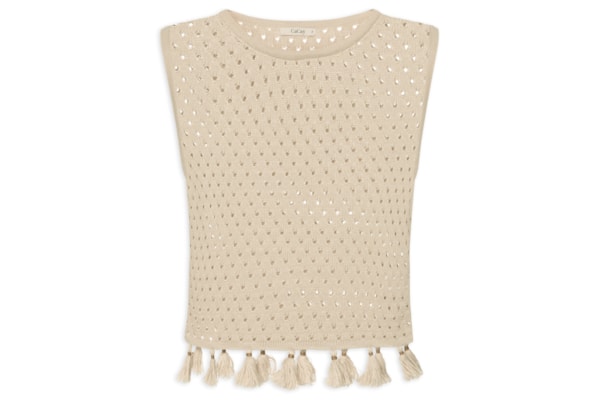 Blusa Feminina Tricot Tássel - Bege