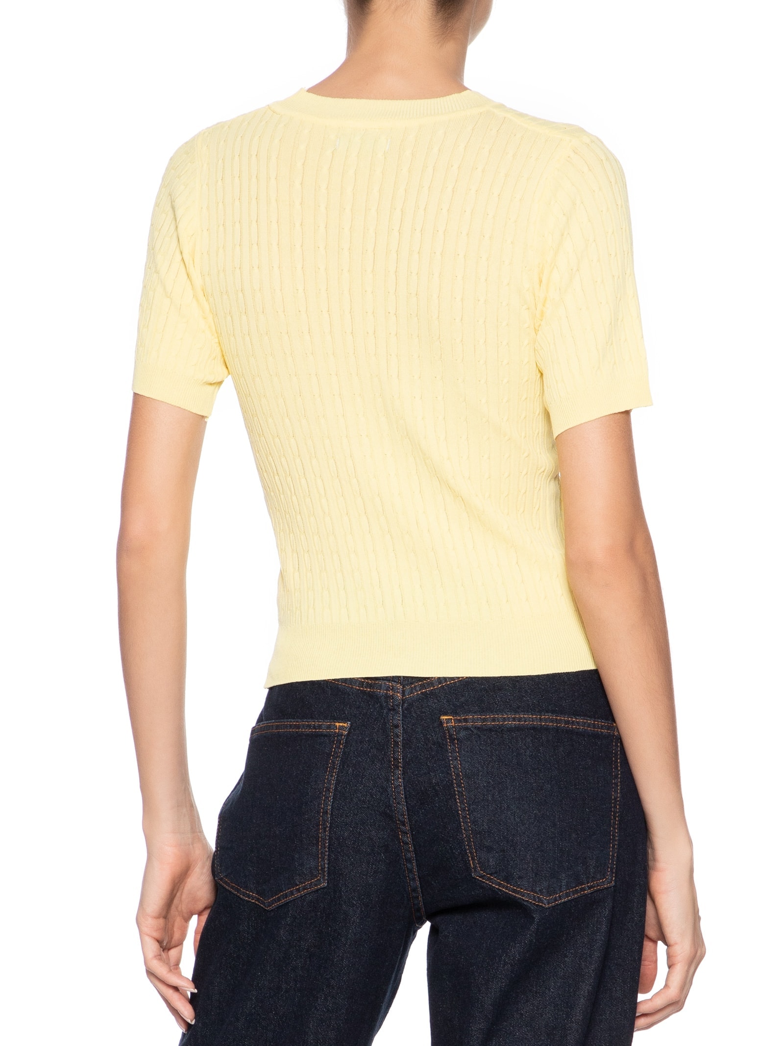 Blusa Feminina Tricot Texturizada Amarelo Basiq