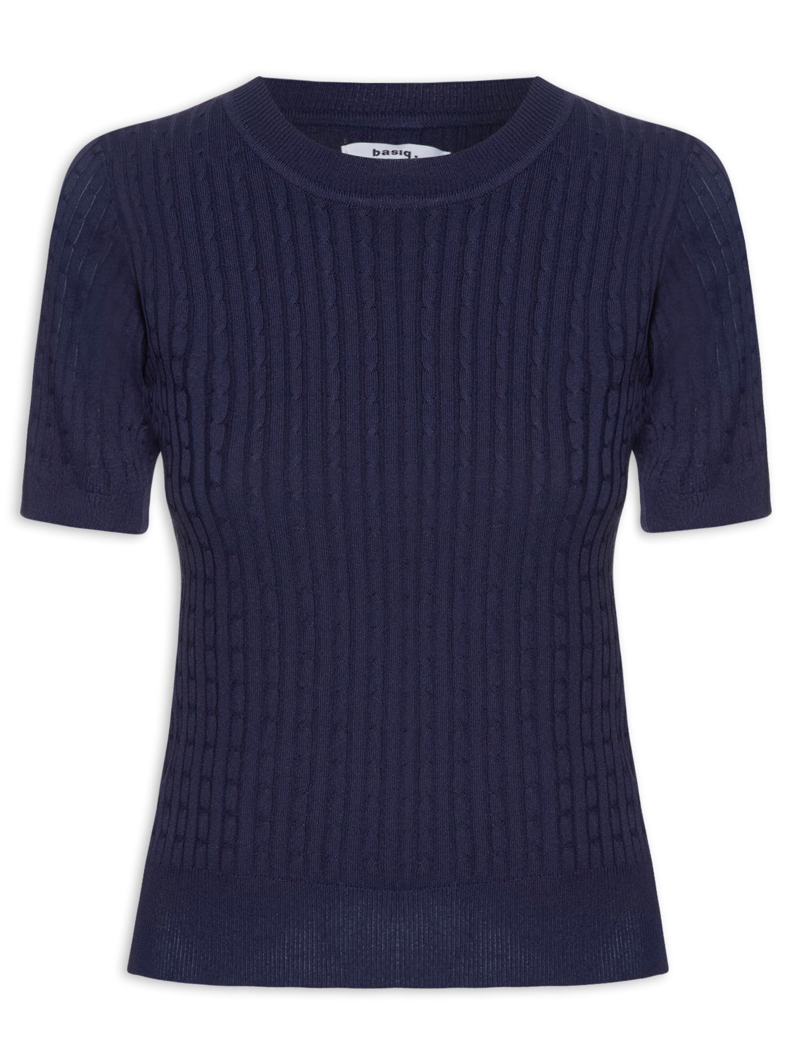Blusa Feminina Tricot Texturizada Azul Basiq