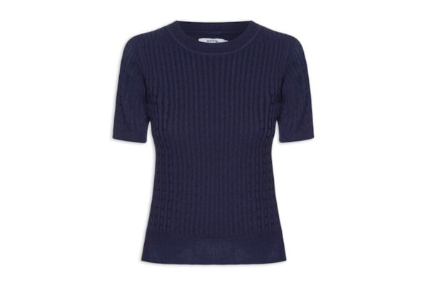 Blusa Feminina Tricot Texturizada - Azul
