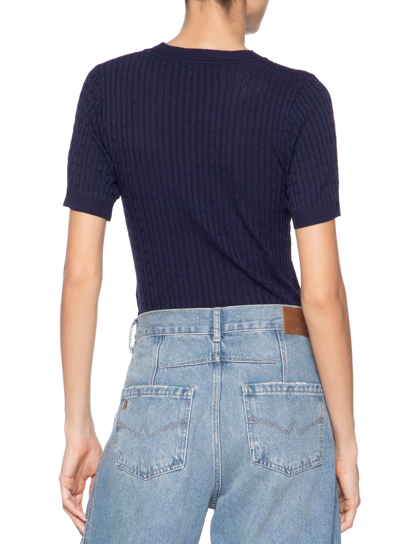 Blusa Feminina Tricot Texturizada Azul Basiq