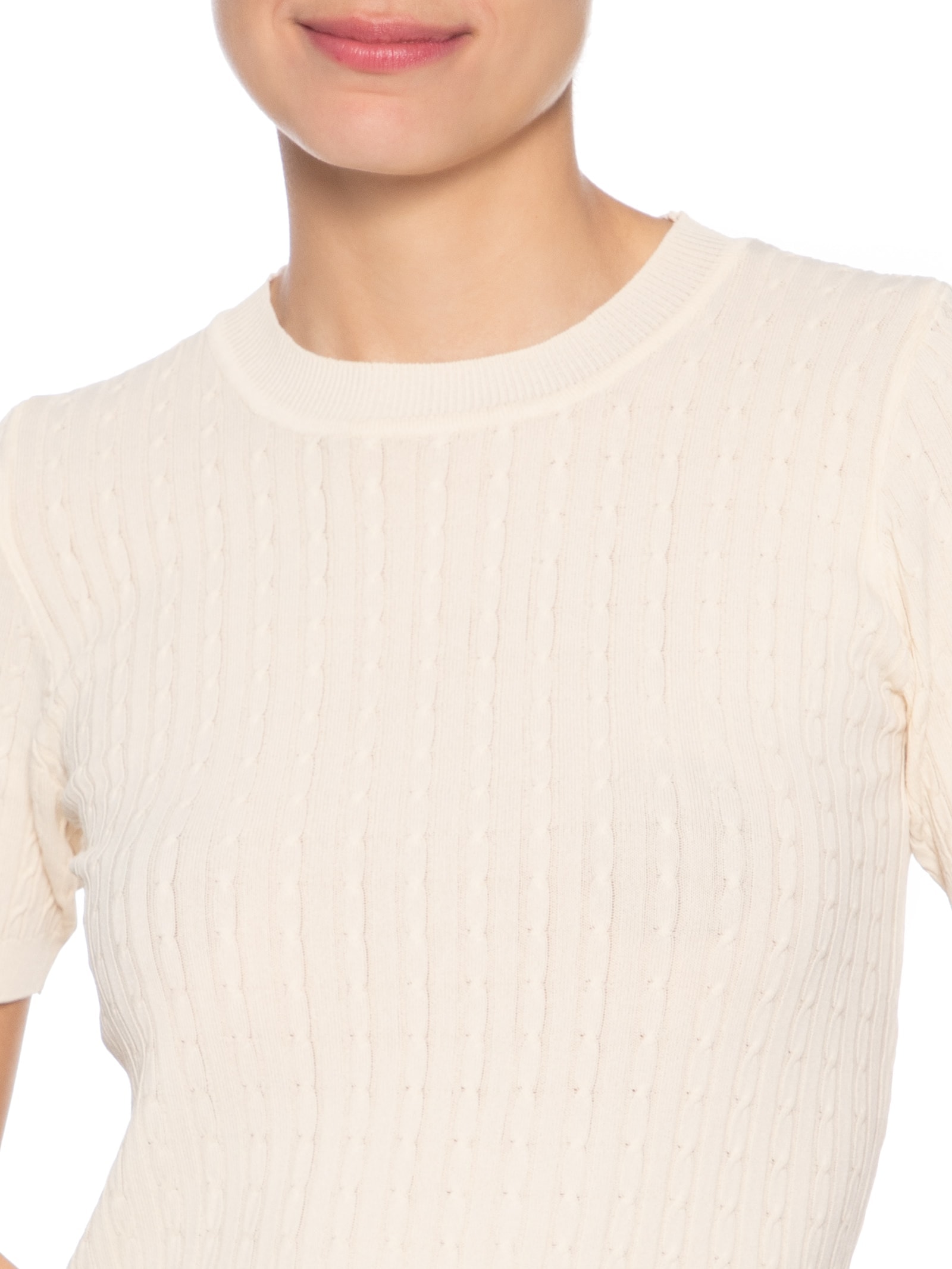 Blusa Feminina Tricot Texturizada Bege Basiq