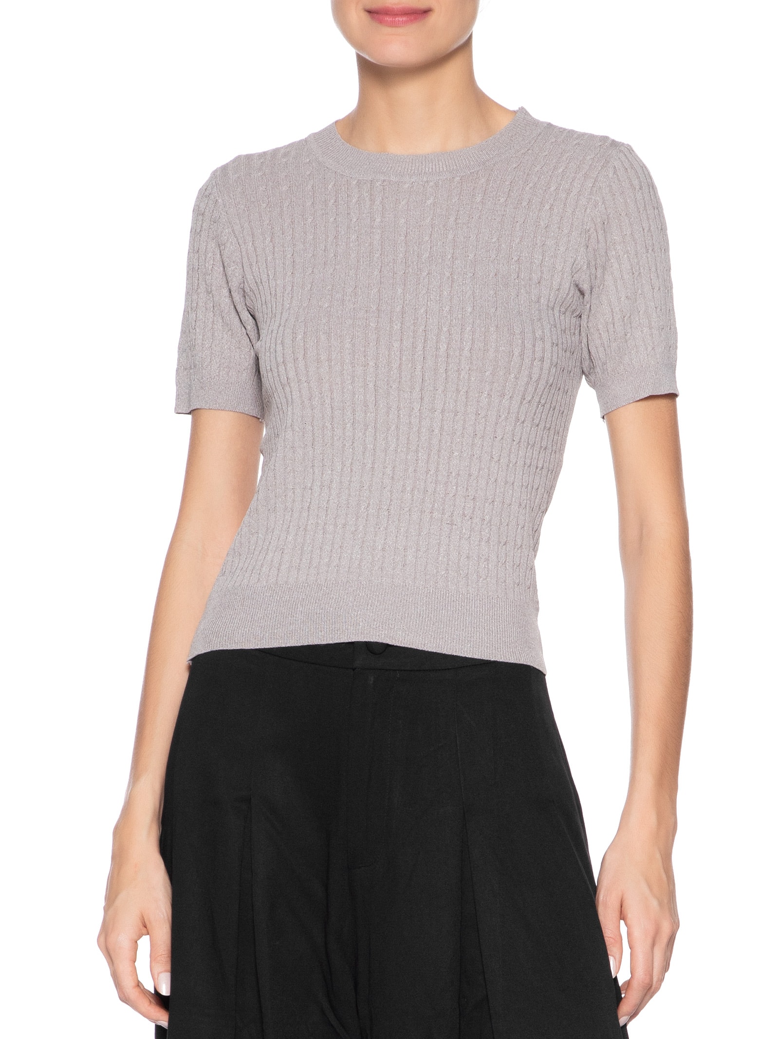 Blusa Feminina Tricot Texturizada Cinza Basiq