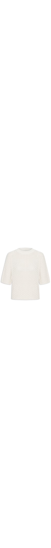 Blusa Feminina Tricot Texturizada Manga Curta - Off White