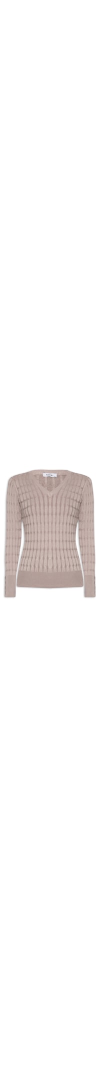 Blusa Feminina Tricot Texturizado Gola V - Bege