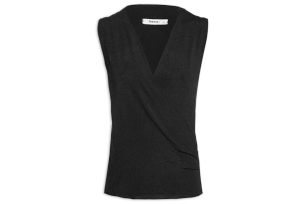 Blusa Feminina Tricot Transpassada - Preto