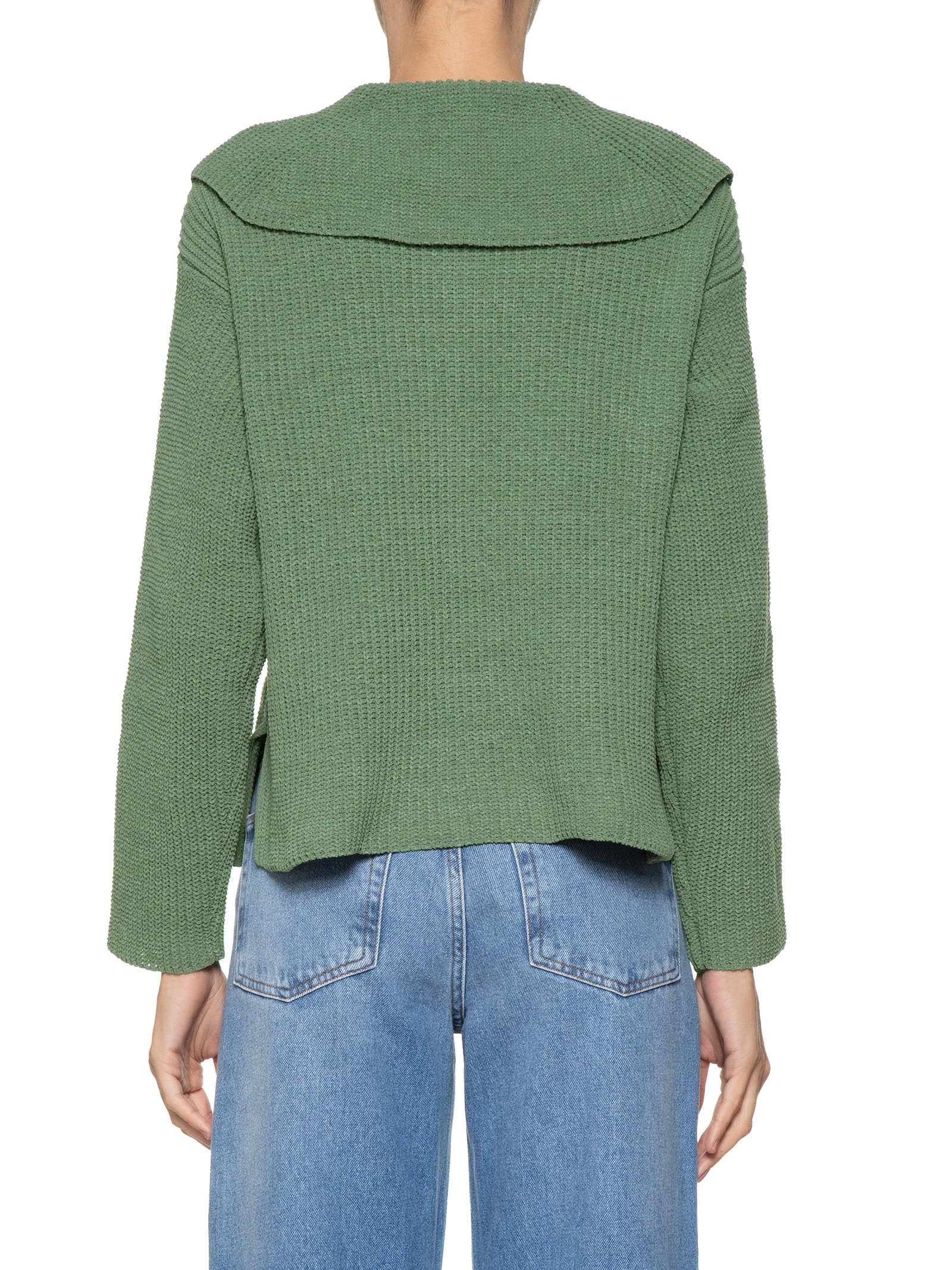 Blusa Feminina Tricot Zíper - Verde - Shoulder