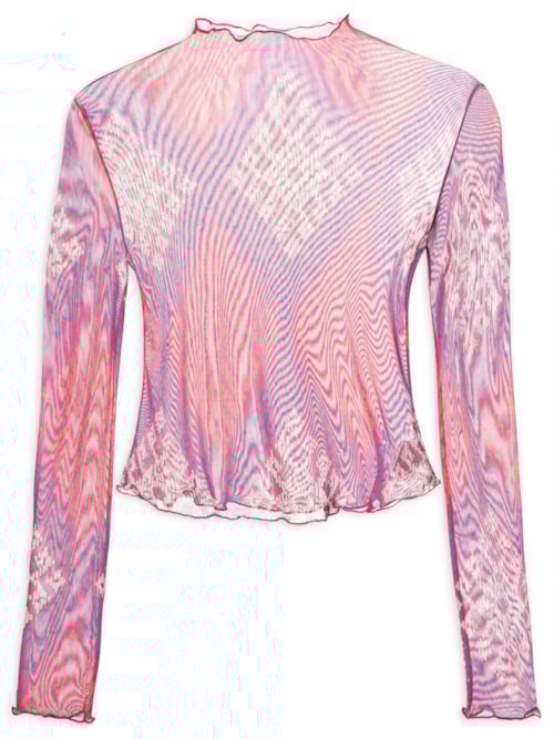 Blusa Feminina Tule Básica Estampada - Rosa