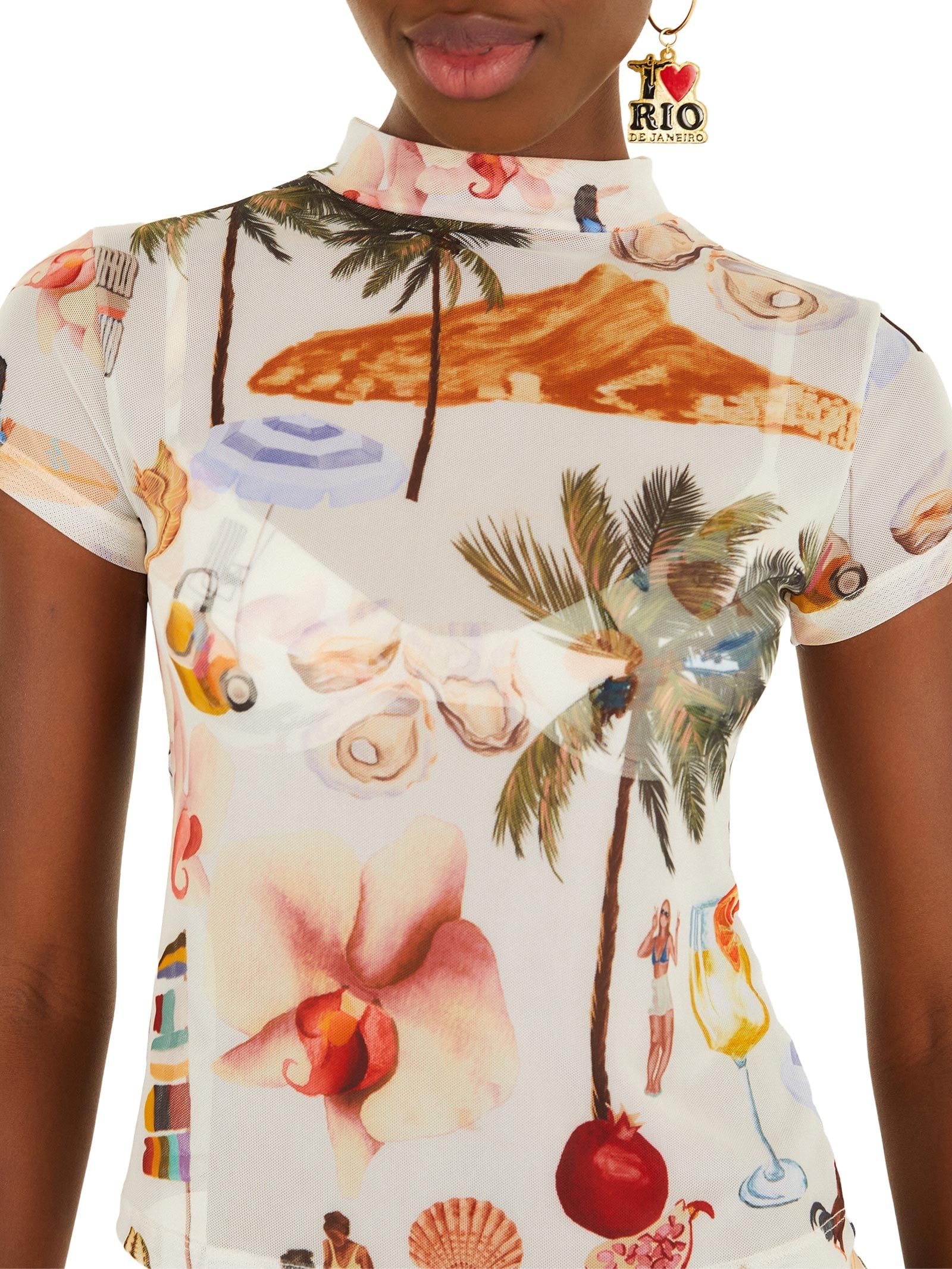 Blusa Feminina Tule Colagem Carioca Branco Farm Praia