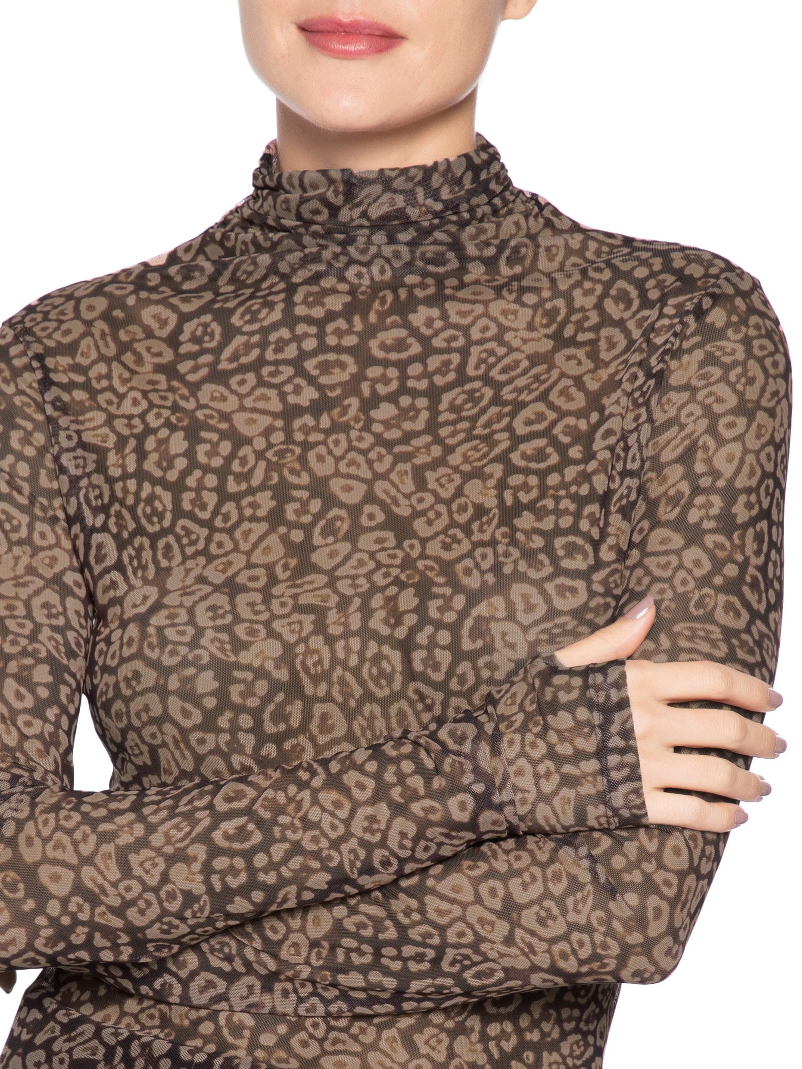 Blusa Feminina Tule Dalil Marrom Le Lis