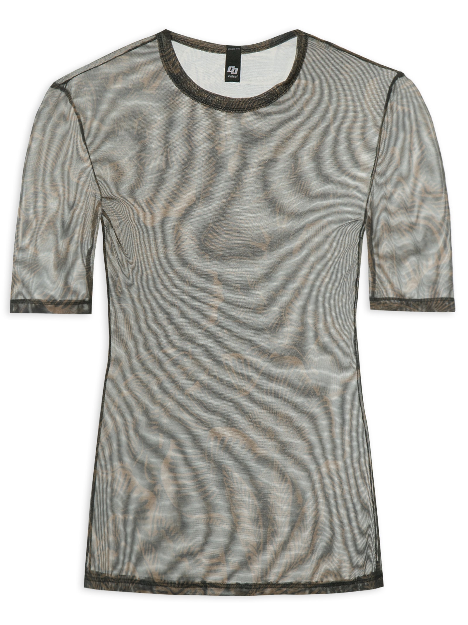 Blusa Feminina Tule Estampada Preto Colcci