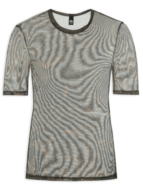 Blusa Feminina Tule Estampada – Preto