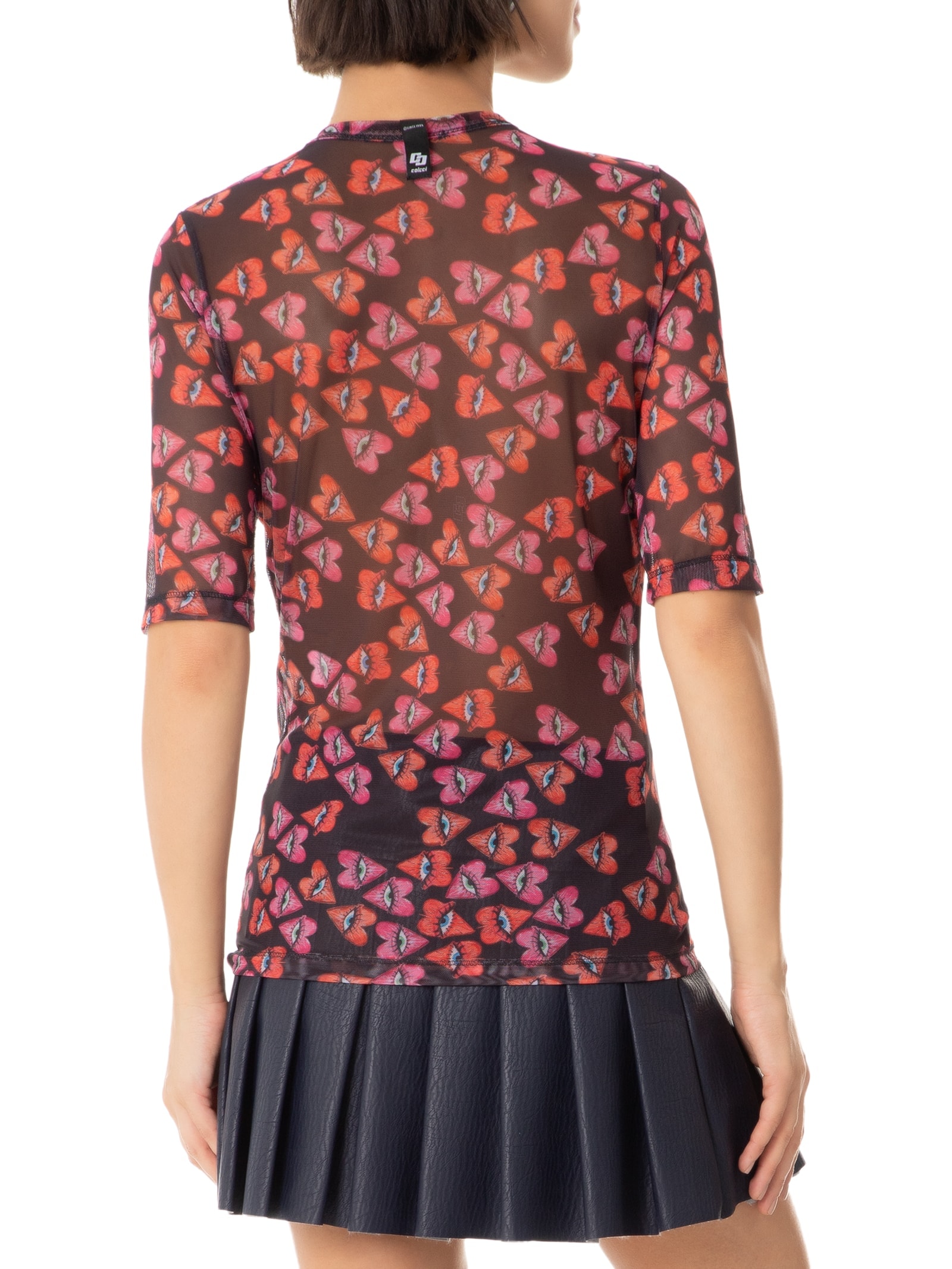 Blusa Feminina Tule Estampada Preto Colcci