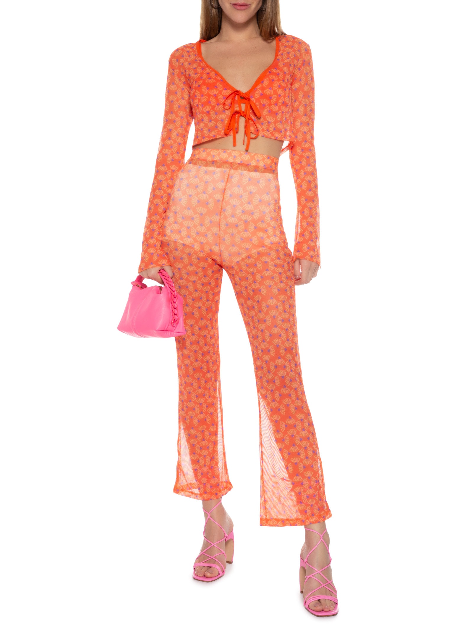 Blusa Feminina Tule Estampado Laranja Colcci
