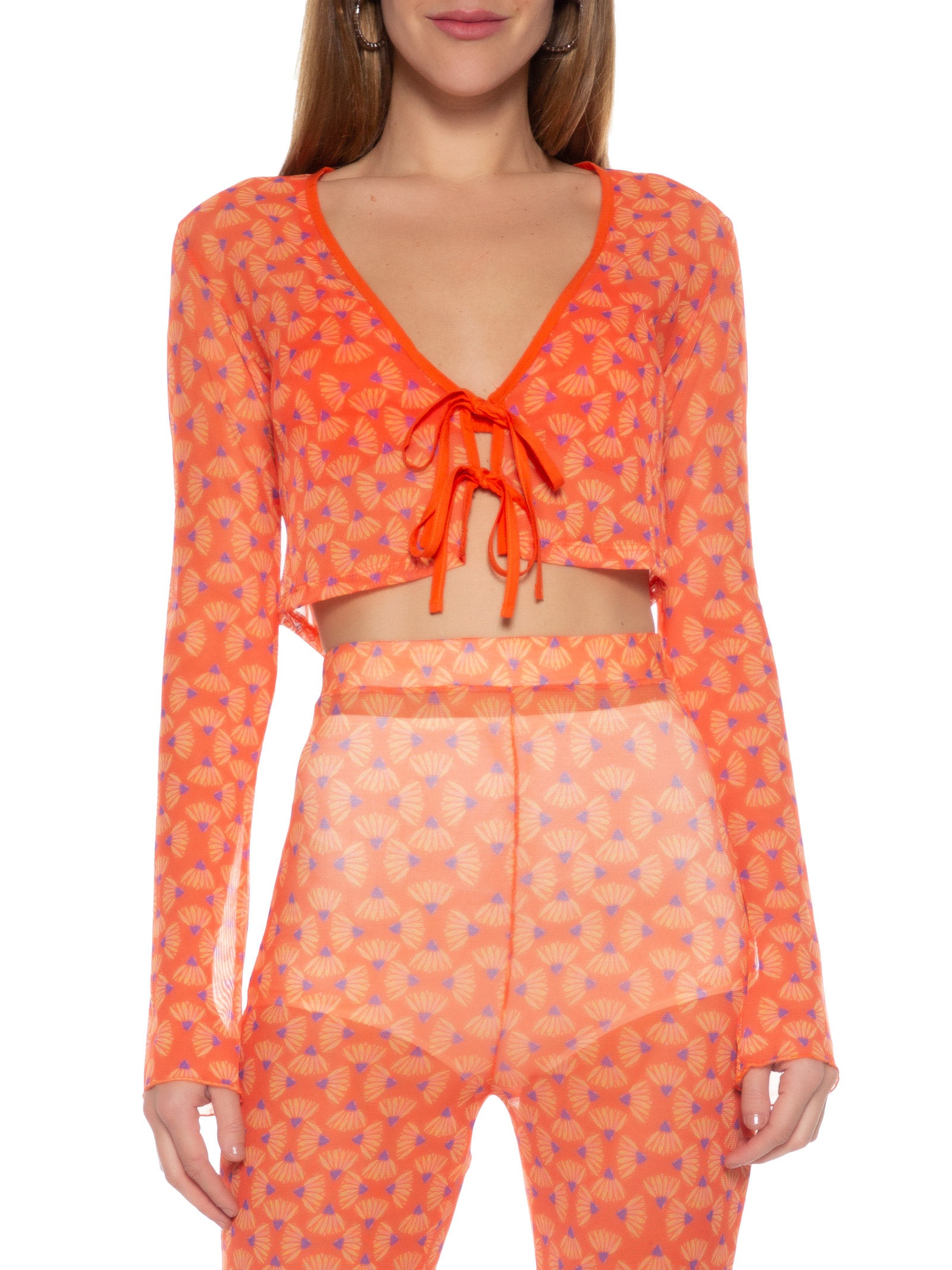 Blusa Feminina Tule Estampado Laranja Colcci