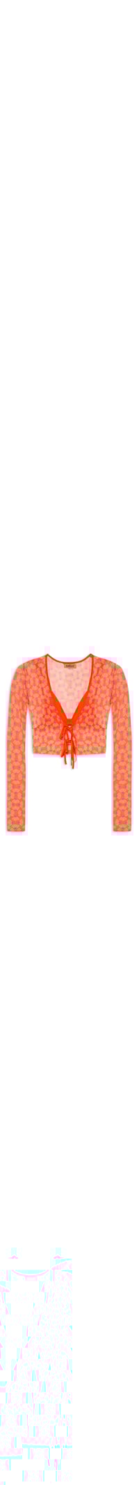 Blusa Feminina Tule Estampado - Laranja