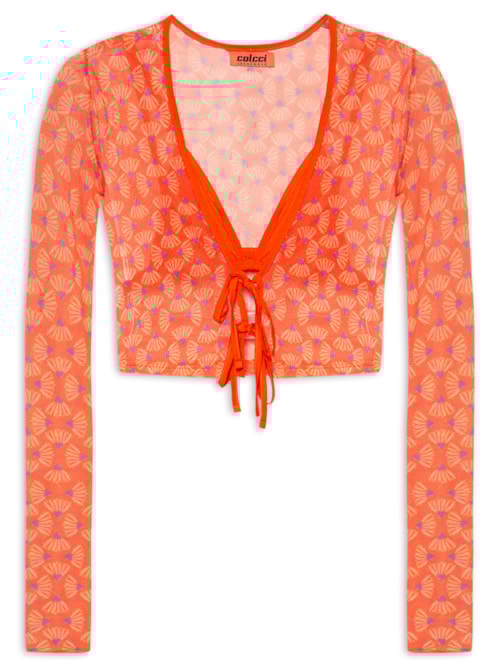 Blusa Feminina Tule Estampado – Laranja