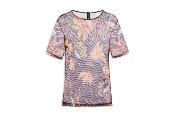 Blusa Feminina Tule Estampado - Marrom