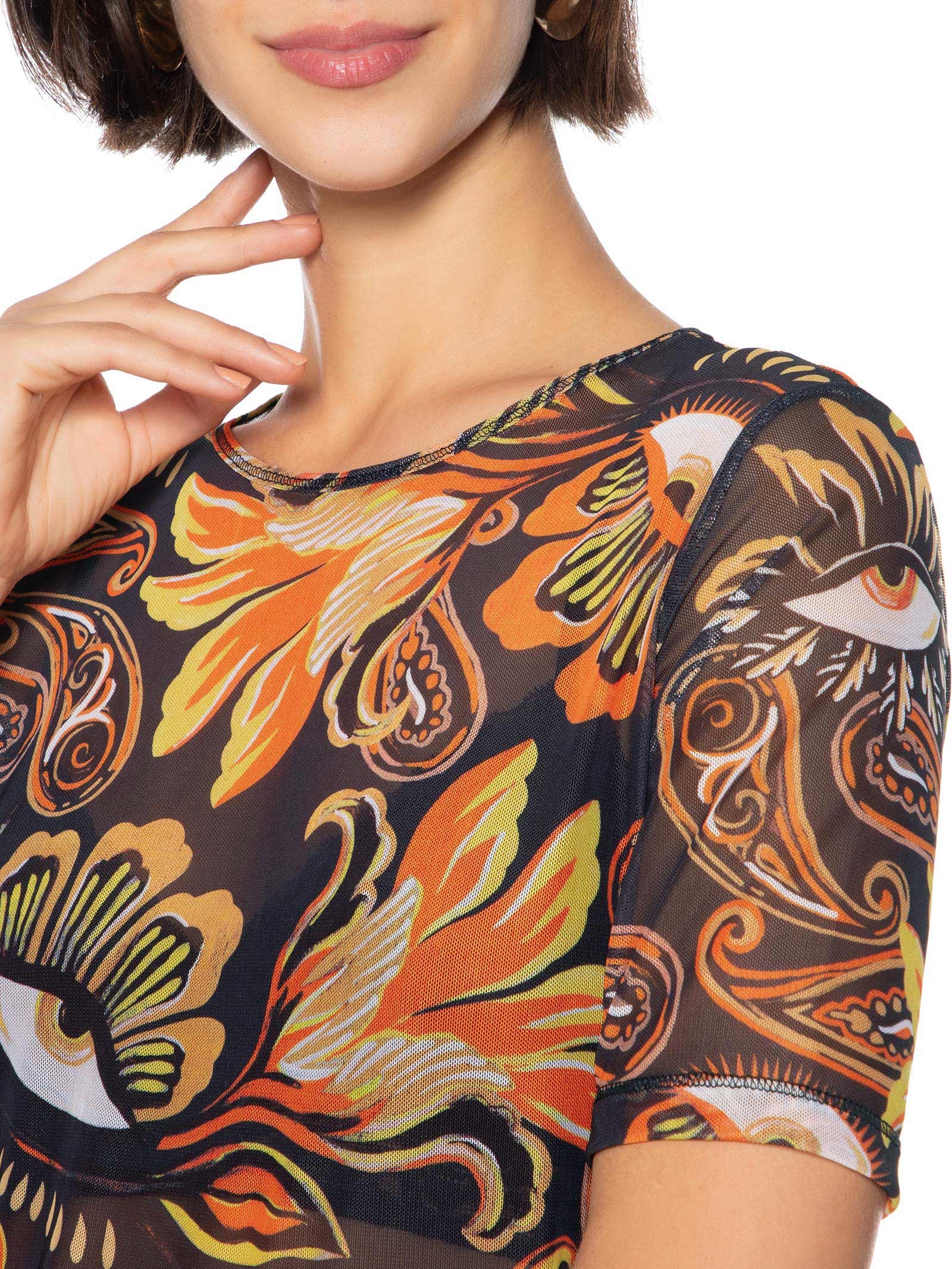 Blusa Feminina Tule Estampado Marrom Colcci