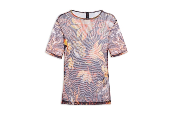 Blusa Feminina Tule Estampado - Marrom