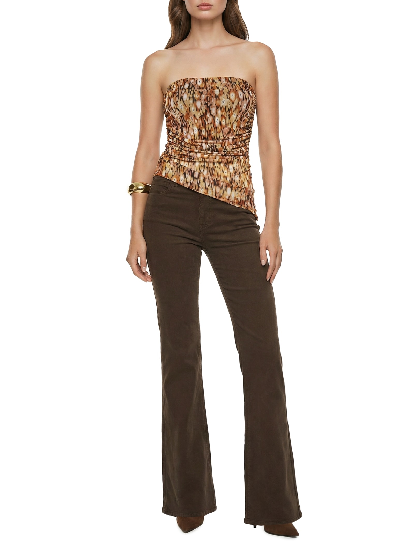 Blusa Feminina Tule Estampado Marrom Colcci
